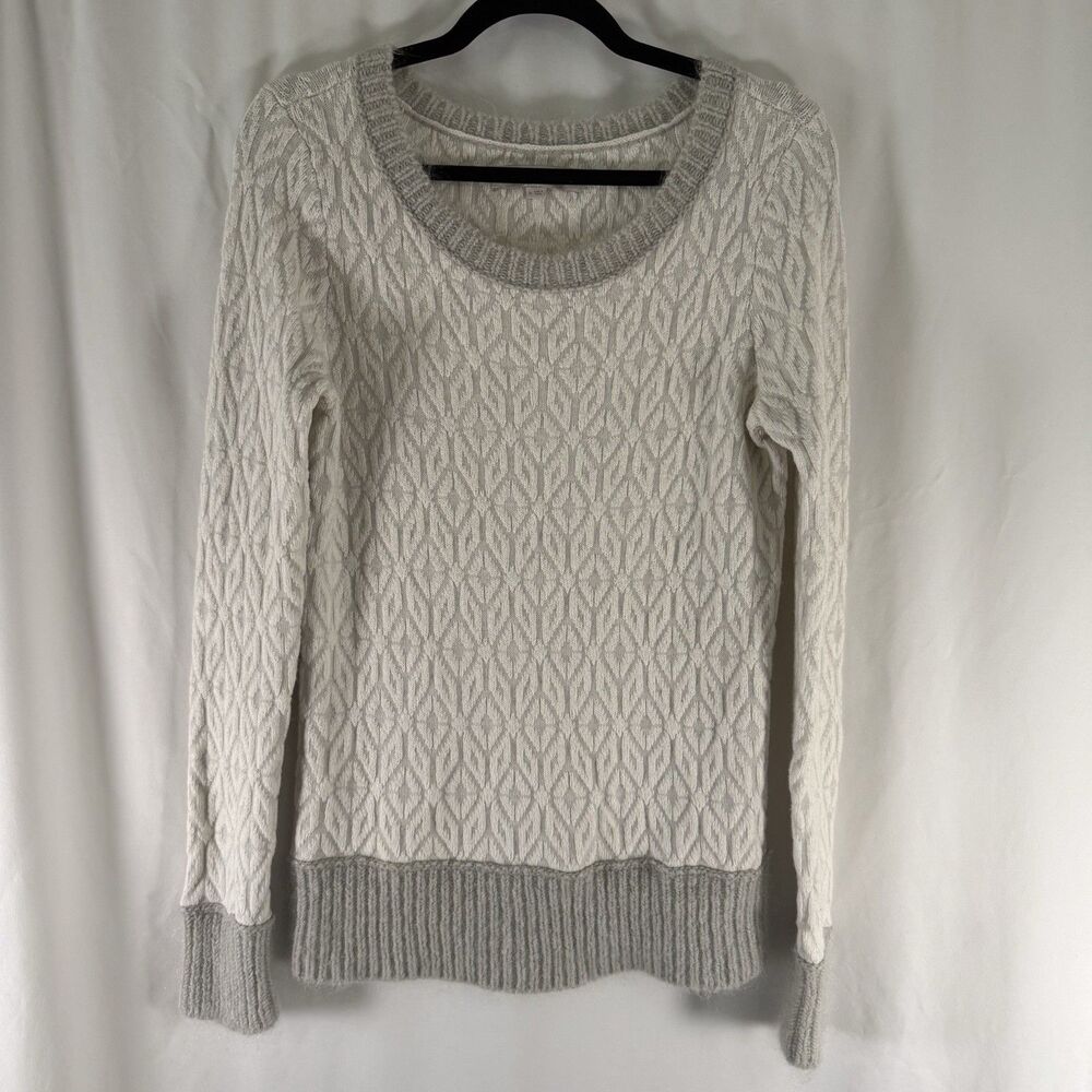 LOFT Wool Blend Sweater Women's Medium White Knit Round Neck Pullover